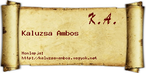 Kaluzsa Ambos névjegykártya